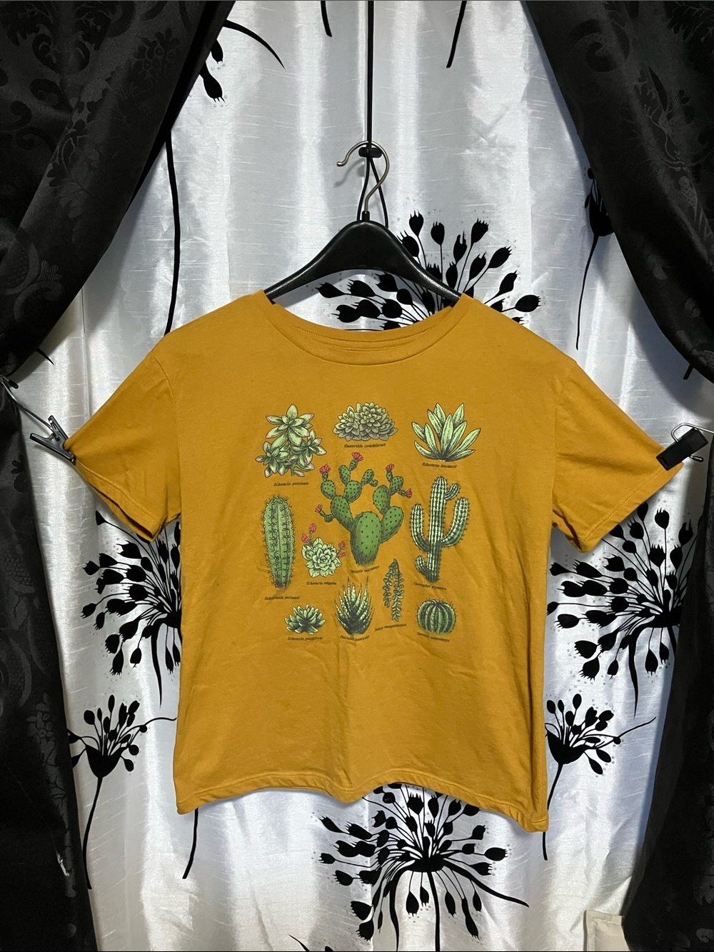 Fifth Sun Mustard Graphic Tee with Navy Print